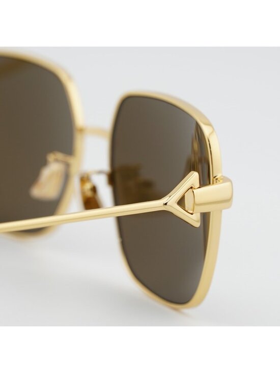 Bottega Veneta BV1199S 002 Sunglasses Gold Square Frame, Brown Lenses main image 5
